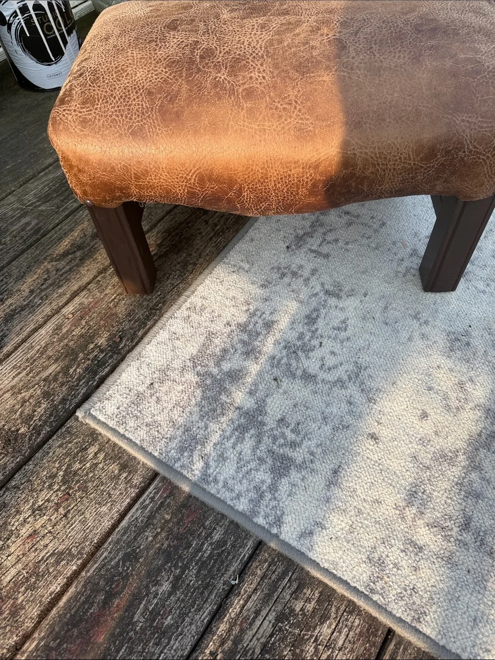 Brown Faux Leather Ottoman Bench - Unbranded would be great as a side piece for